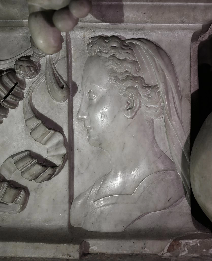 Baccio e Clemente Bandinelli, pietà con Nicodemo, per la tomba di Baccio e della moglie Jacopa Doni - dettaglio con ritratto di Jacopa